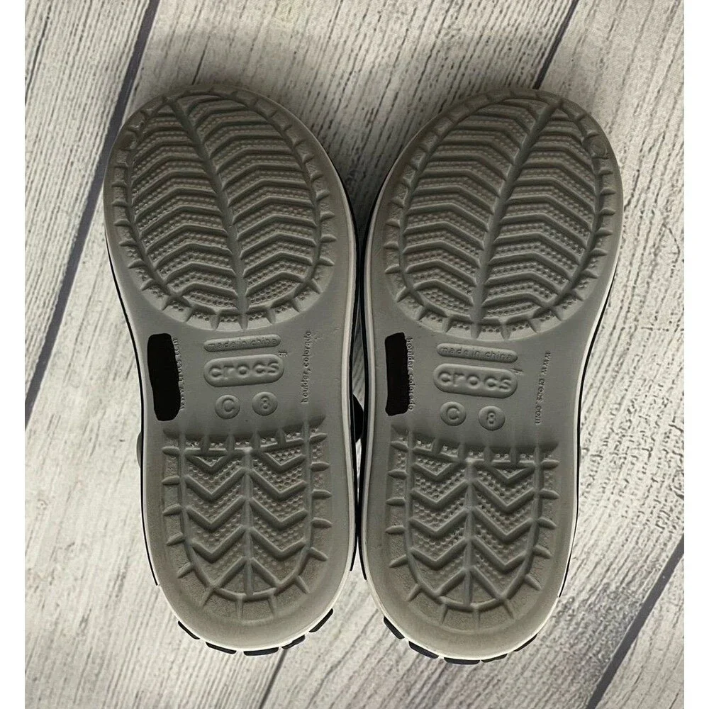 Grey Gray & Navy Blue Croc Crocs Little Boy Toddler Sandals Shoes, Size 8